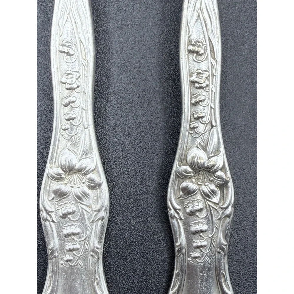 4 Rogers & Bro AI XII Dinner Forks‎ Silverplate Art Nouveau Monogram